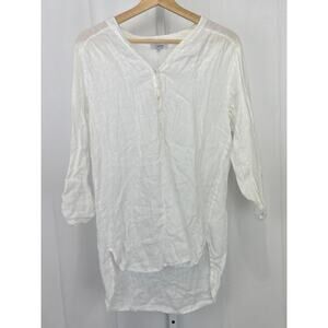 ROSEMARINE Italy Linen Popover Tunic Top Cover Up 3/4 Sleeve White Size S